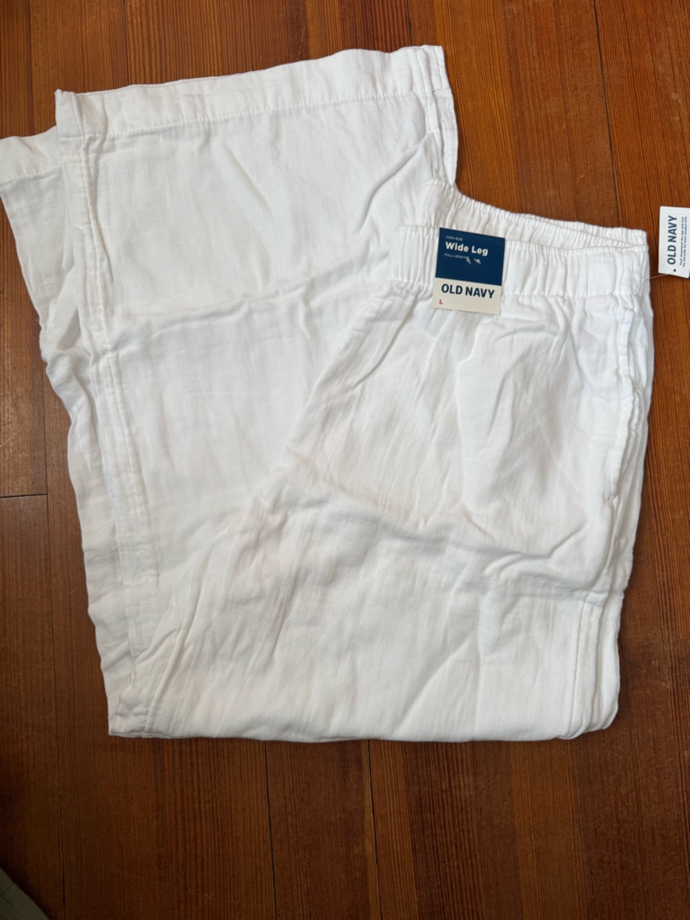 Old Navy White Elastic Waist Wide-Leg Pants
